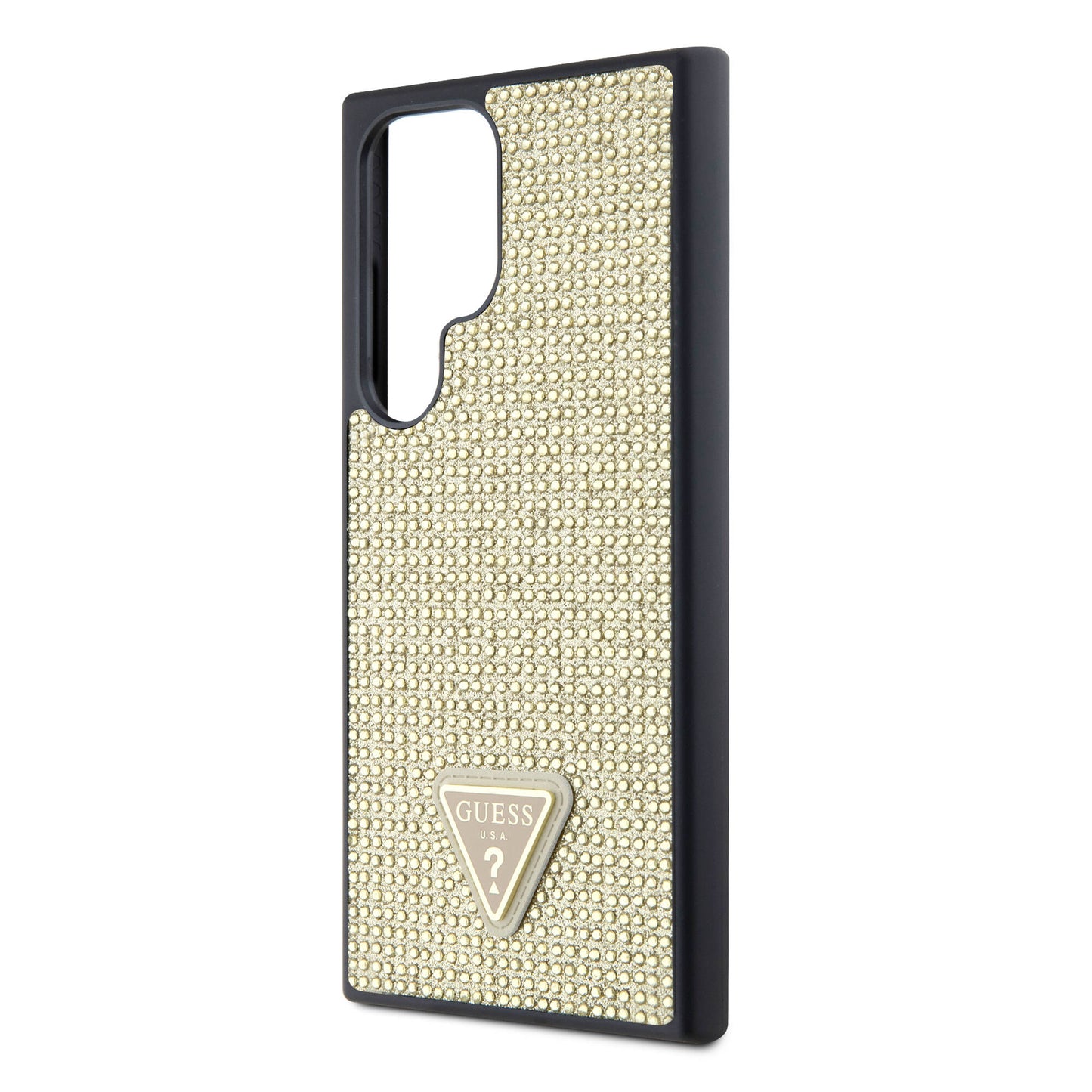 Galaxy S24 Ultra Case Guess Original Licensed Stone Back Surface Triangle Logo Cover Black