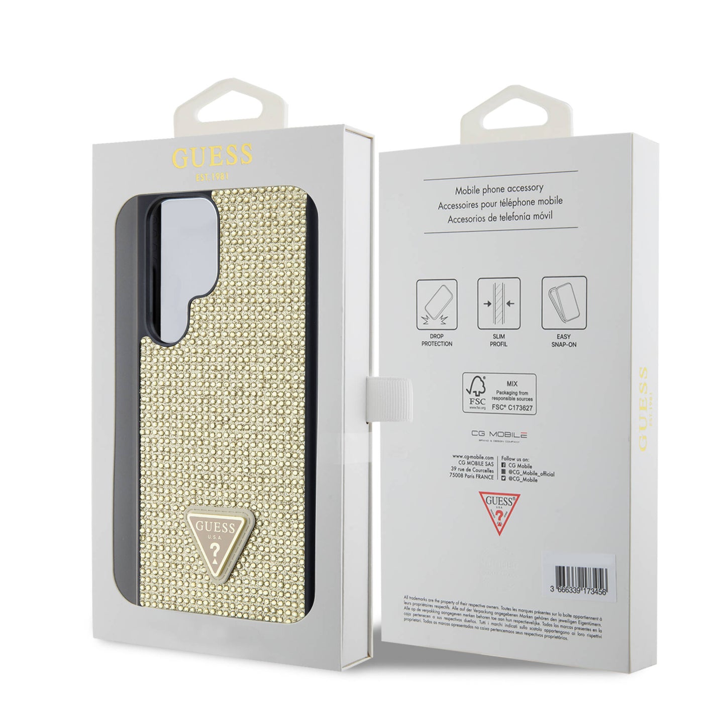 Galaxy S24 Ultra Case Guess Original Licensed Stone Back Surface Triangle Logo Cover Black