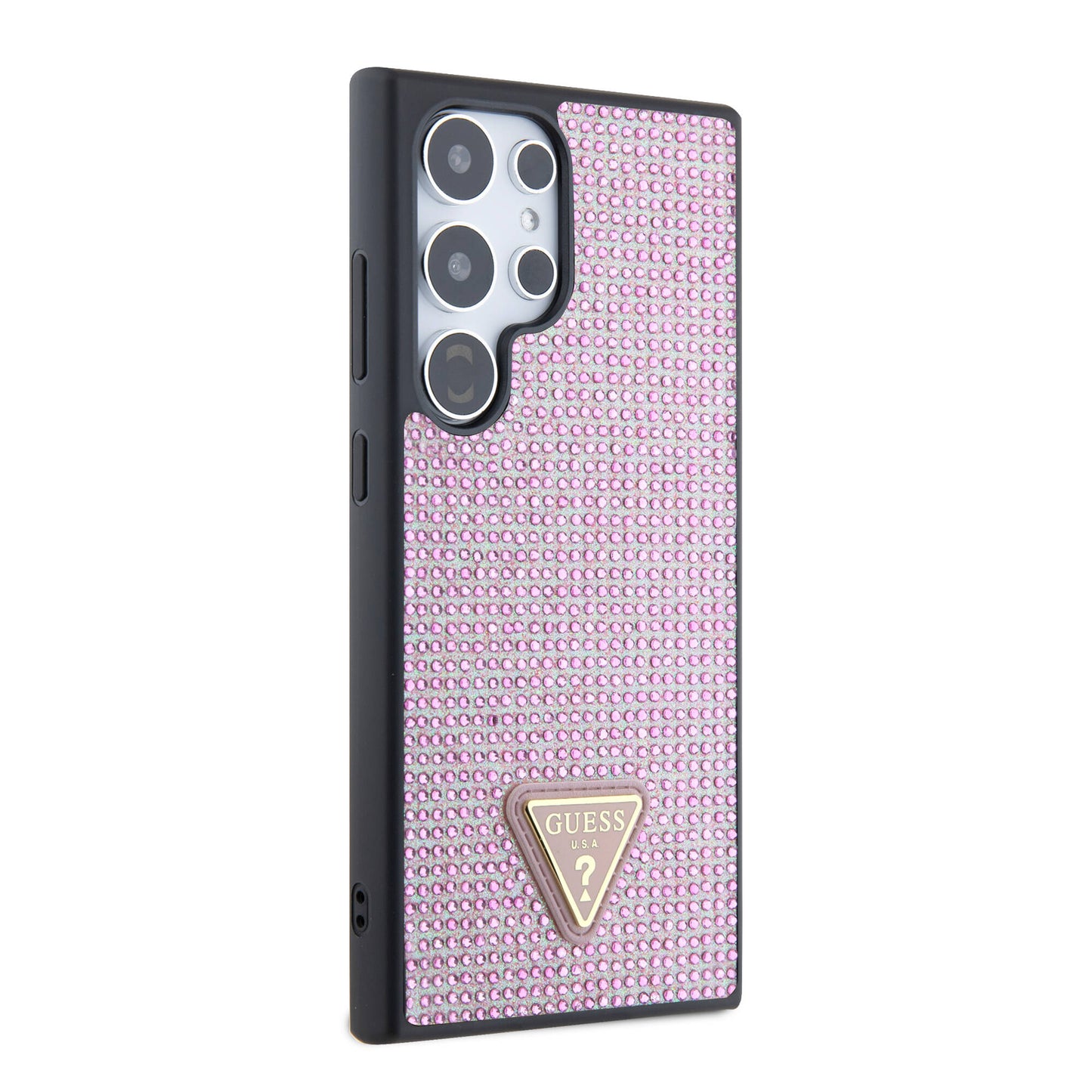 Galaxy S24 Ultra Case Guess Original Licensed Stone Back Surface Triangle Logo Cover Black