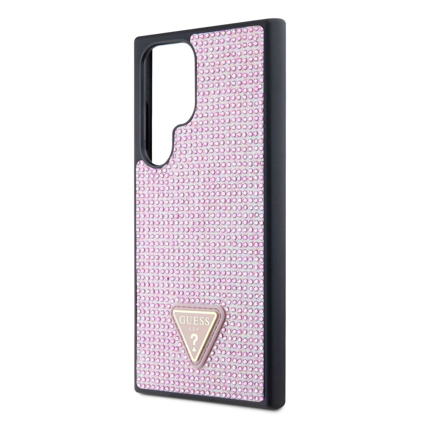 Galaxy S24 Ultra Case Guess Original Licensed Stone Back Surface Triangle Logo Cover Black