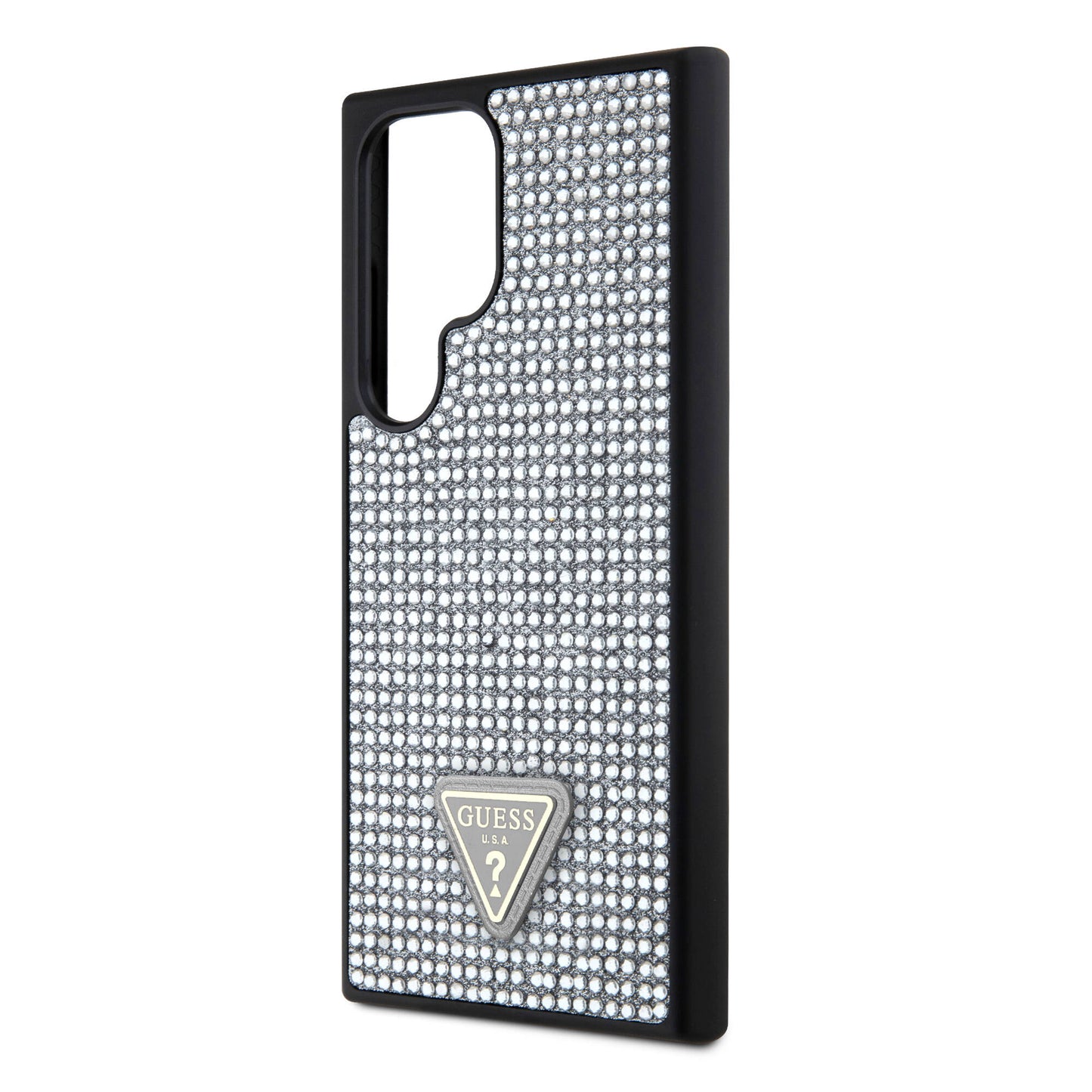 Galaxy S24 Ultra Case Guess Original Licensed Stone Back Surface Triangle Logo Cover Black