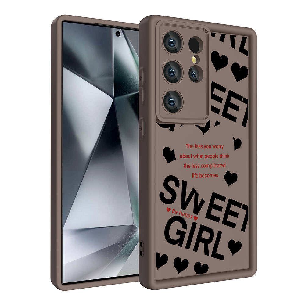 Galaxy S24 Ultra Case Camera Protection Printed Back Surface Zore Classy Cover Black 