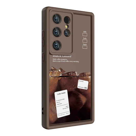 Galaxy S24 Ultra Case Camera Protection Printed Back Surface Zore Classy Cover Dark Brown 