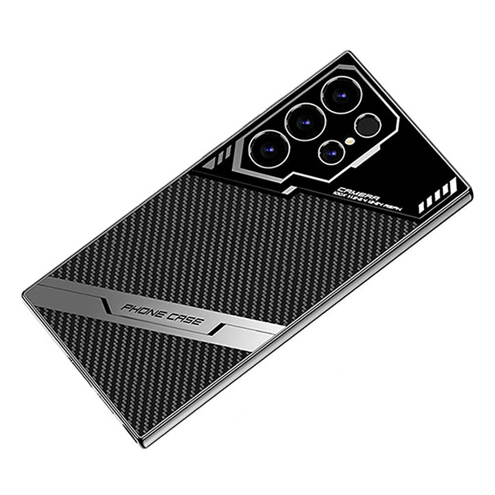Galaxy S24 Ultra Case Camera Protection Carbon Design Zore New Series Procase Cover Black Carbon