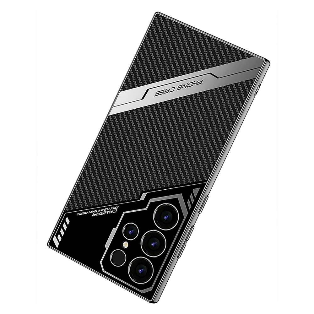 Galaxy S24 Ultra Case Camera Protection Carbon Design Zore New Series Procase Cover Black Carbon
