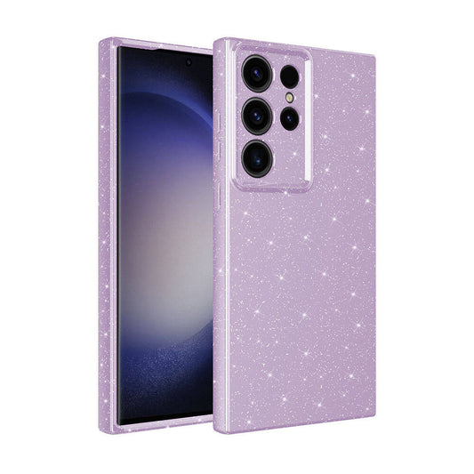 Galaxy S24 Ultra Case Camera Protection Glitter Luxury Zore Cotton Cover Lilac 