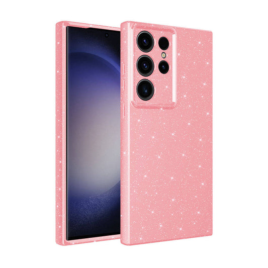 Galaxy S24 Ultra Case Camera Protection Glitter Luxury Zore Cotton Cover Pink 