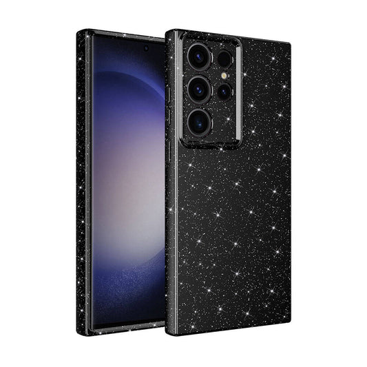 Galaxy S24 Ultra Case Camera Protection Glitter Luxury Zore Cotton Cover Black 