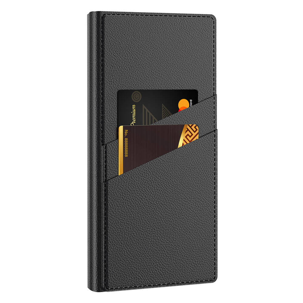 Galaxy S24 Ultra Case Camera Protection Faux Leather Design Zore Droga Stand Card Holder Cover Case Titanium-Gray
