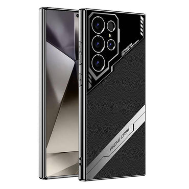 Galaxy S24 Ultra Case Camera Protection Faux Leather Design Zore New Series Procase Cover Titanium-Gray 