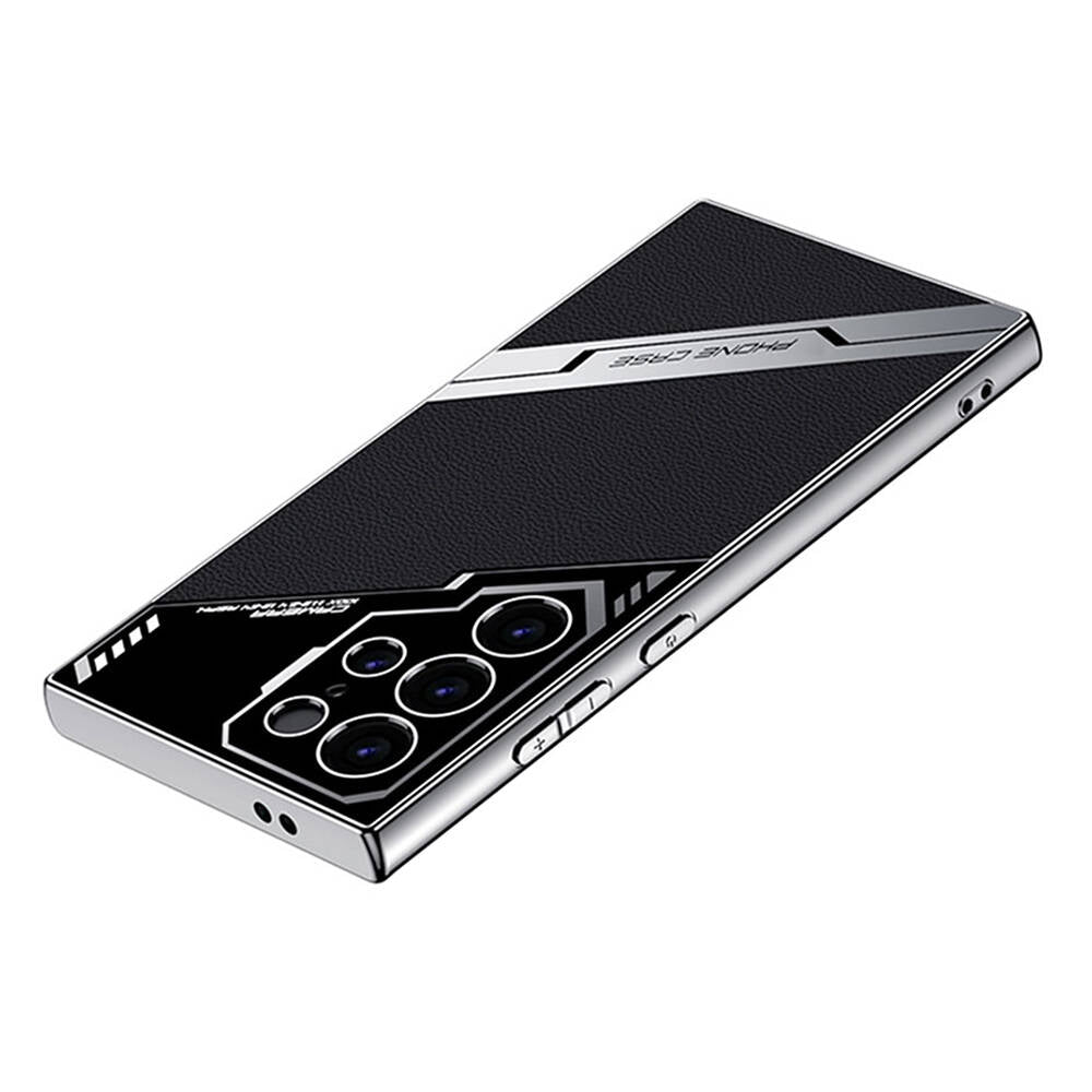 Galaxy S24 Ultra Case Camera Protection Faux Leather Design Zore New Series Procase Cover Titanium-Gray 