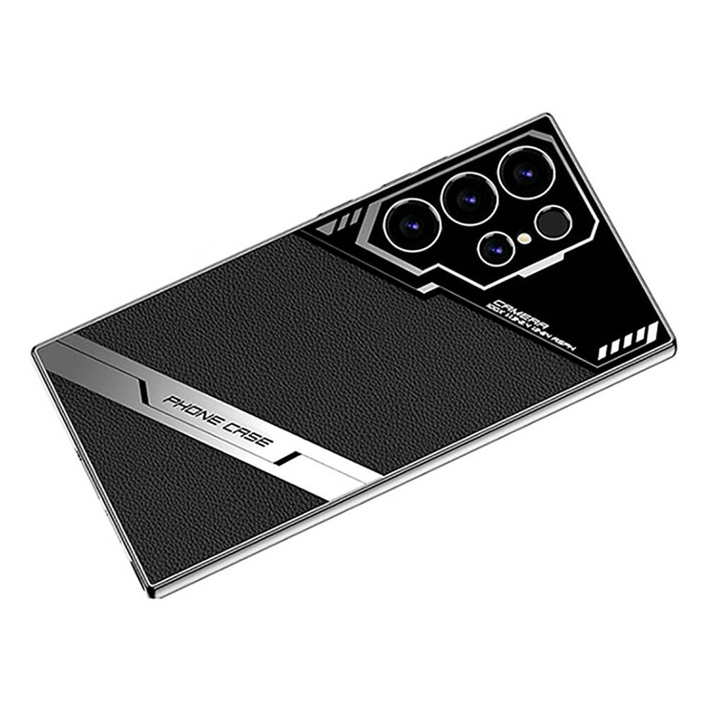 Galaxy S24 Ultra Case Camera Protection Faux Leather Design Zore New Series Procase Cover Titanium-Gray 