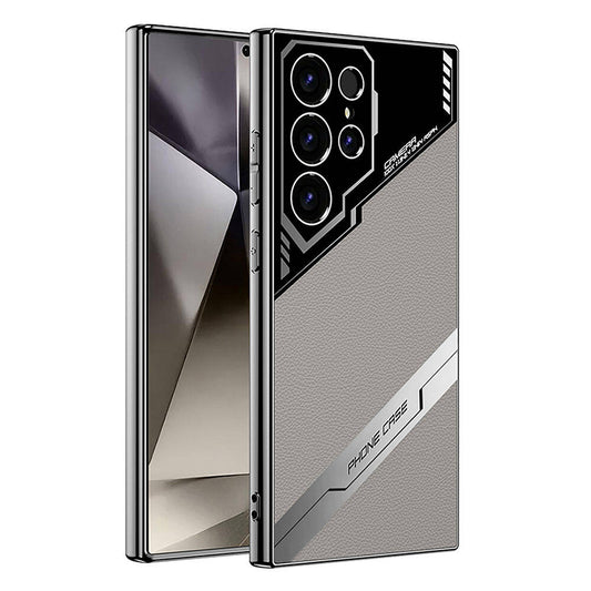 Galaxy S24 Ultra Case Camera Protection Faux Leather Design Zore New Series Procase Cover Titanium-Gray 