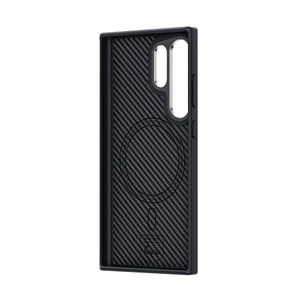 Galaxy S24 Ultra Case Carbon Fiber M-Safe Charging Feature Benks Hybrid ArmorPro 600D Kevlar Cover Black 