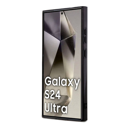 Galaxy S24 Ultra Kılıf Lacoste Orjinal Lisanslı M-safe Şarj Özellikli Çift Katmanlı Timsah Logolu Blend Monogram Kapak Siyah