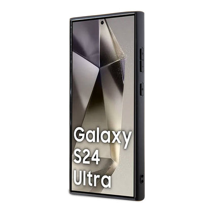 Galaxy S24 Ultra Kılıf Lacoste Orjinal Lisanslı M-safe Şarj Özellikli PU Deri Görünümlü Karışık Monogram Desenli Kapak Lacivert