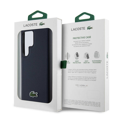 Galaxy S24 Ultra Kılıf Lacoste Orjinal Lisanslı PU Pike Desenli Arka Yüzey İkonik Timsah Dokuma Logolu Kapak Yeşil
