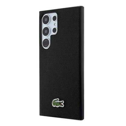 Galaxy S24 Ultra Kılıf Lacoste Orjinal Lisanslı PU Pike Desenli Arka Yüzey İkonik Timsah Dokuma Logolu Kapak Yeşil