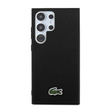 Galaxy S24 Ultra Kılıf Lacoste Orjinal Lisanslı PU Pike Desenli Arka Yüzey İkonik Timsah Dokuma Logolu Kapak Yeşil