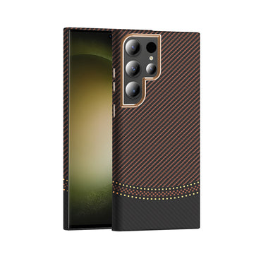 Galaxy S24 Ultra Case with M-safe Charging Function Carbon Fiber Look Zore Gros Cover Black 