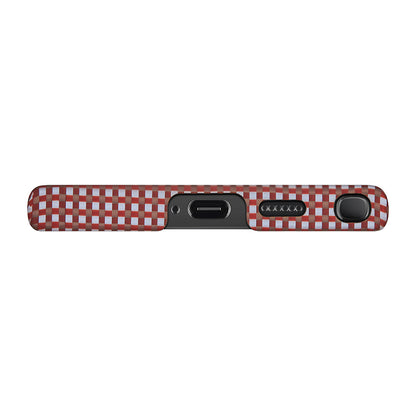 Galaxy S24 Ultra Kılıf M-safe Şarj Özellikli 1500D Aramid Fiber Pitaka Ultra-Slim Classic Serisi Bonfire Kapak Kırmızı