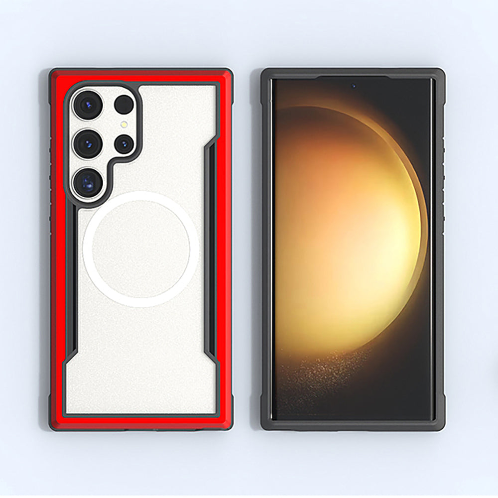 Galaxy S24 Ultra Kılıf M-safe Şarj Özellikli Airbagli Raptic Shield Serisi Şeffaf Arka Yüzey Kapak Colorful