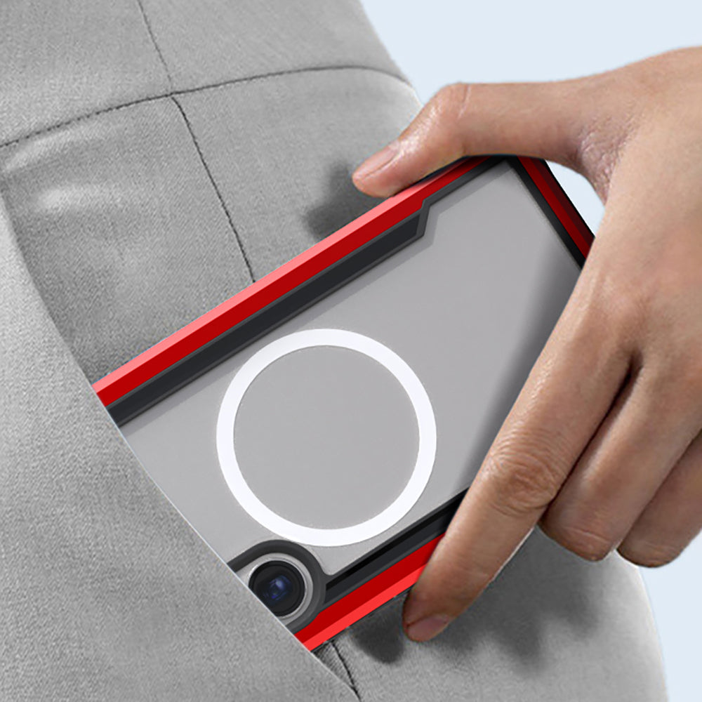 Galaxy S24 Ultra Kılıf M-safe Şarj Özellikli Airbagli Raptic Shield Serisi Şeffaf Arka Yüzey Kapak Colorful