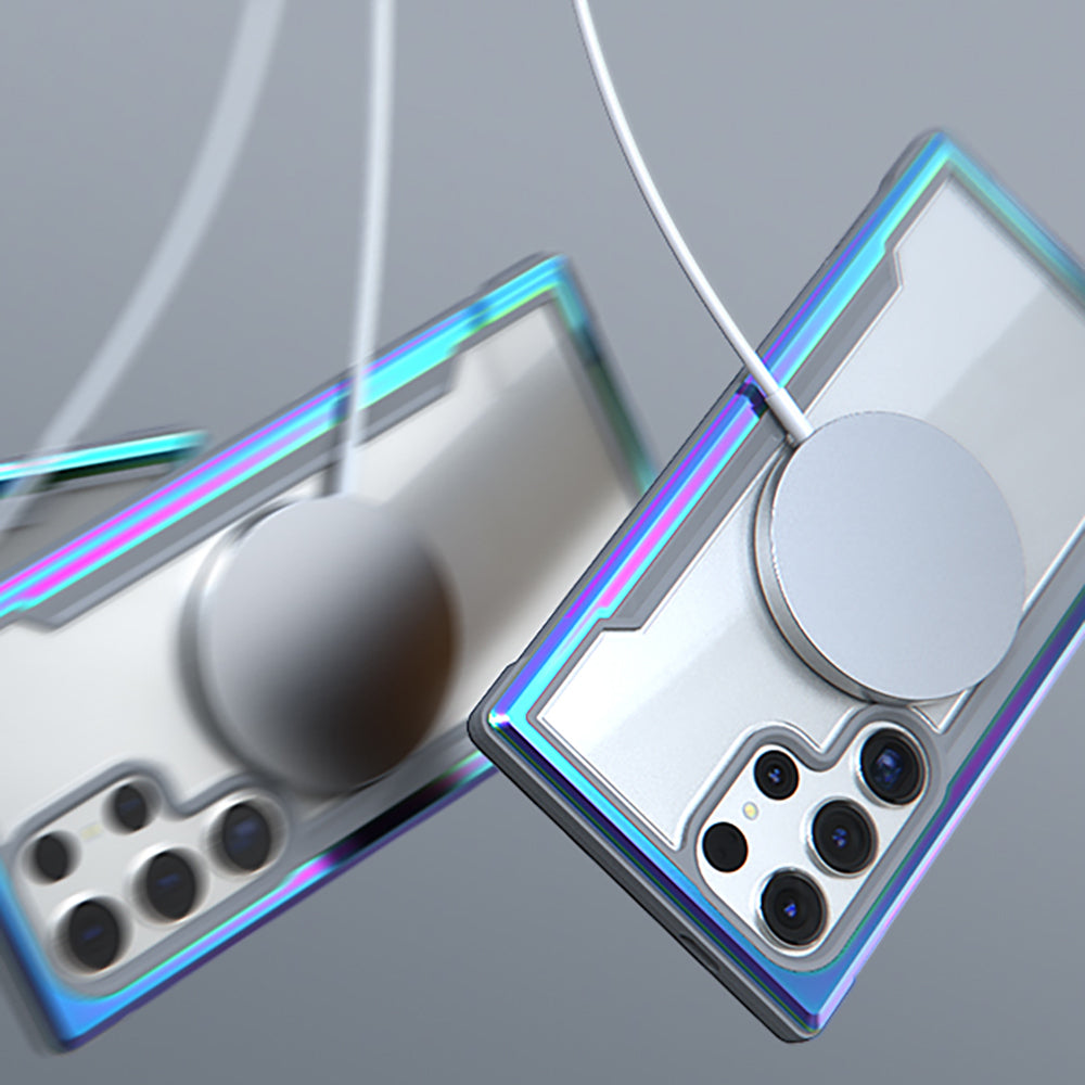 Galaxy S24 Ultra Kılıf M-safe Şarj Özellikli Airbagli Raptic Shield Serisi Şeffaf Arka Yüzey Kapak Colorful