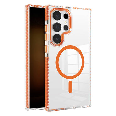Galaxy S24 Ultra Case with M-safe Charging, Airbag, Attachable Strap, Zore Nana Cover Orange 