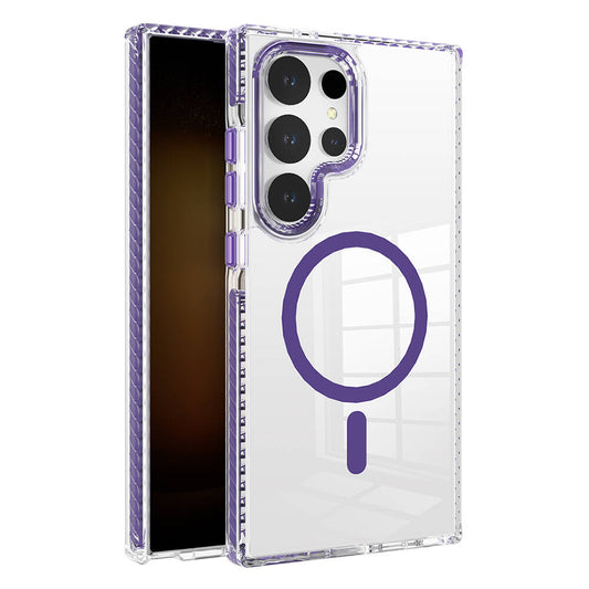 Galaxy S24 Ultra Case with M-safe Charging, Airbag, Attachable Strap, Zore Nana Cover Purple 