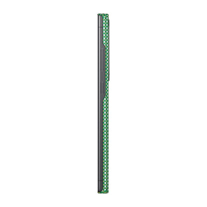 Galaxy S24 Ultra Kılıf M-safe Şarj Özellikli 1500D Aramid Fiber Pitaka Ultra-Slim Classic Serisi Aomori Kapak Yeşil