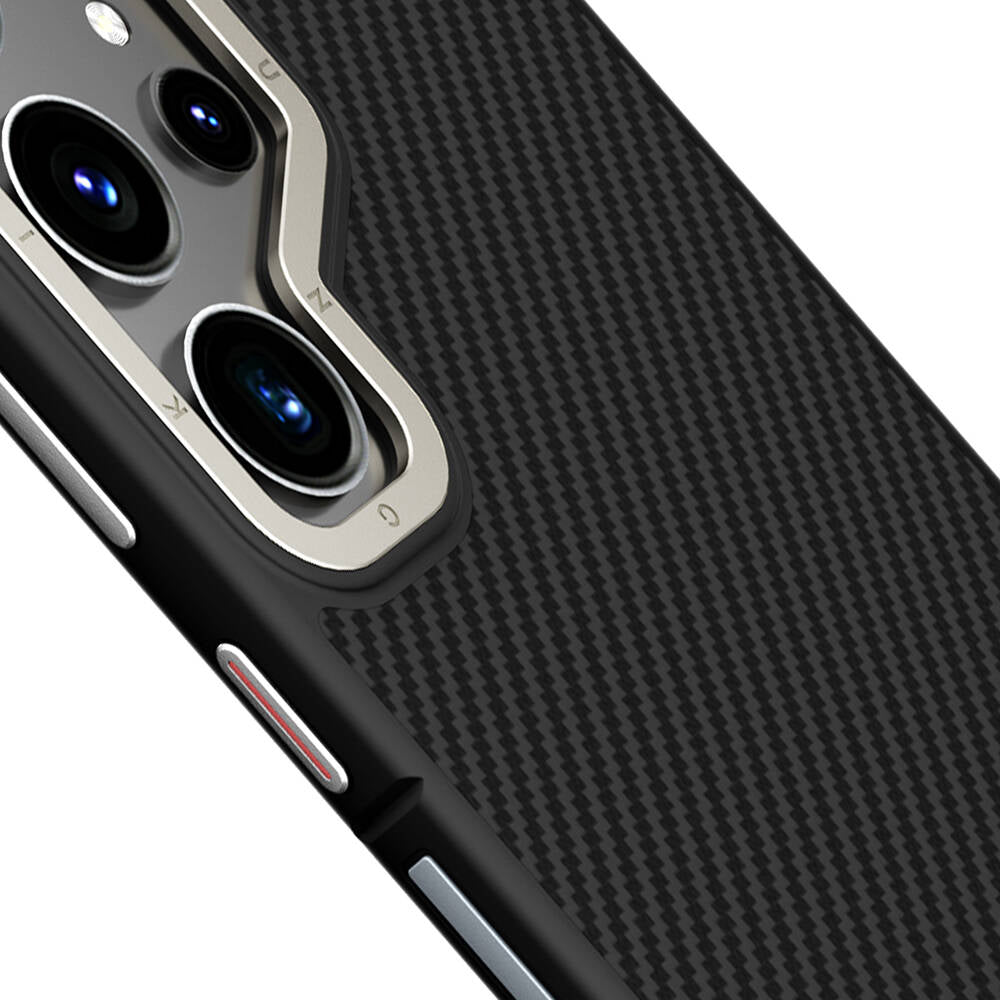 Galaxy S24 Ultra Case with M-safe Charging Function, Aramid Fiber Design, Youngkit 600D Kevlar Series Cover, Black 