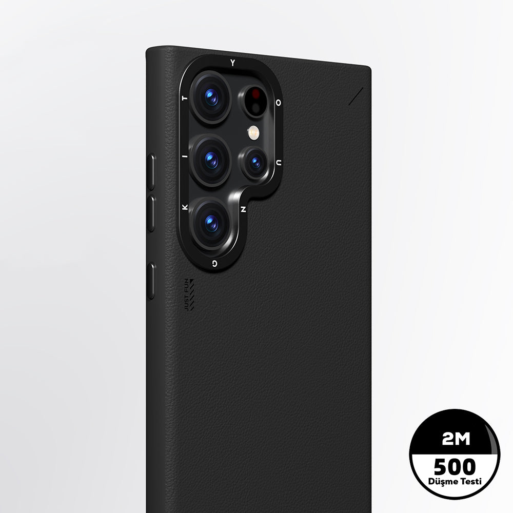 Galaxy S24 Ultra Kılıf M-safe Şarj Özellikli Basit Mat Deri Desenli Youngkit Tech Fashion Serisi Kapak Gümüş