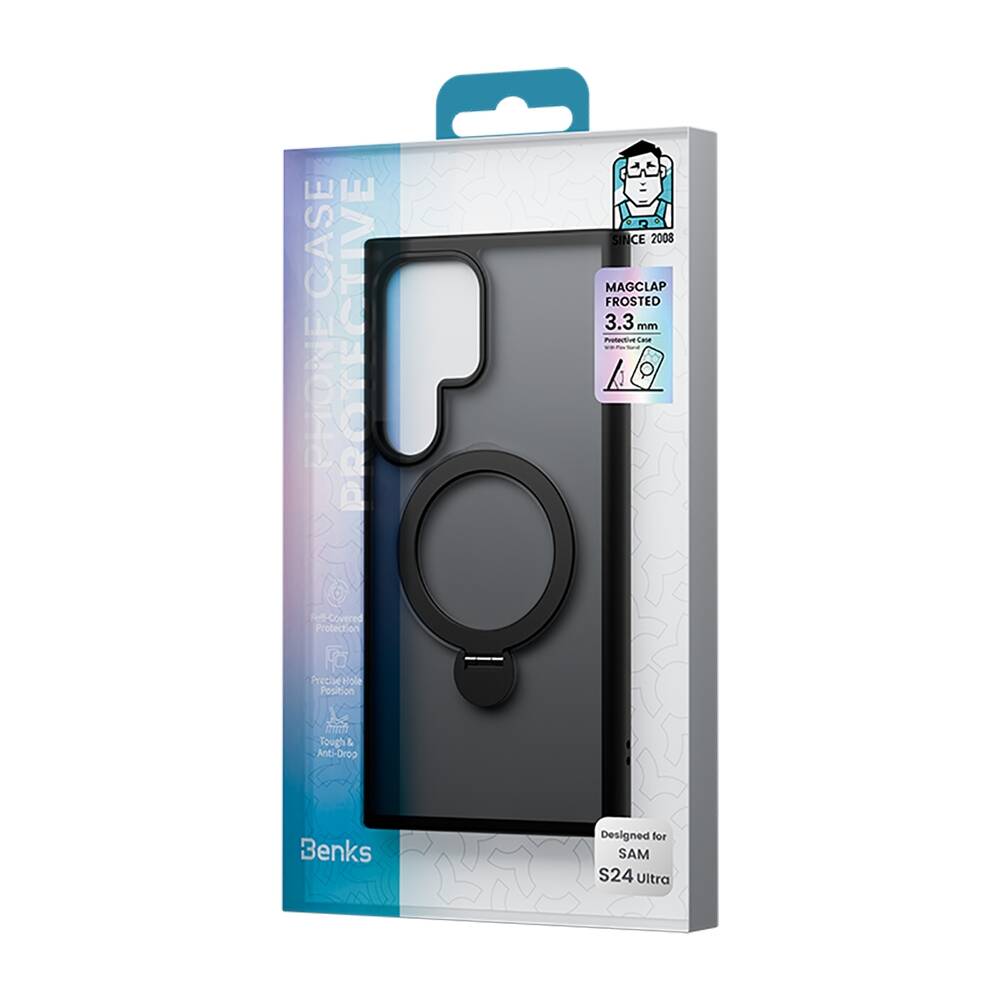 Galaxy S24 Ultra Case M-safe Charging Feature Benks Stand Mist Protective Cover Black