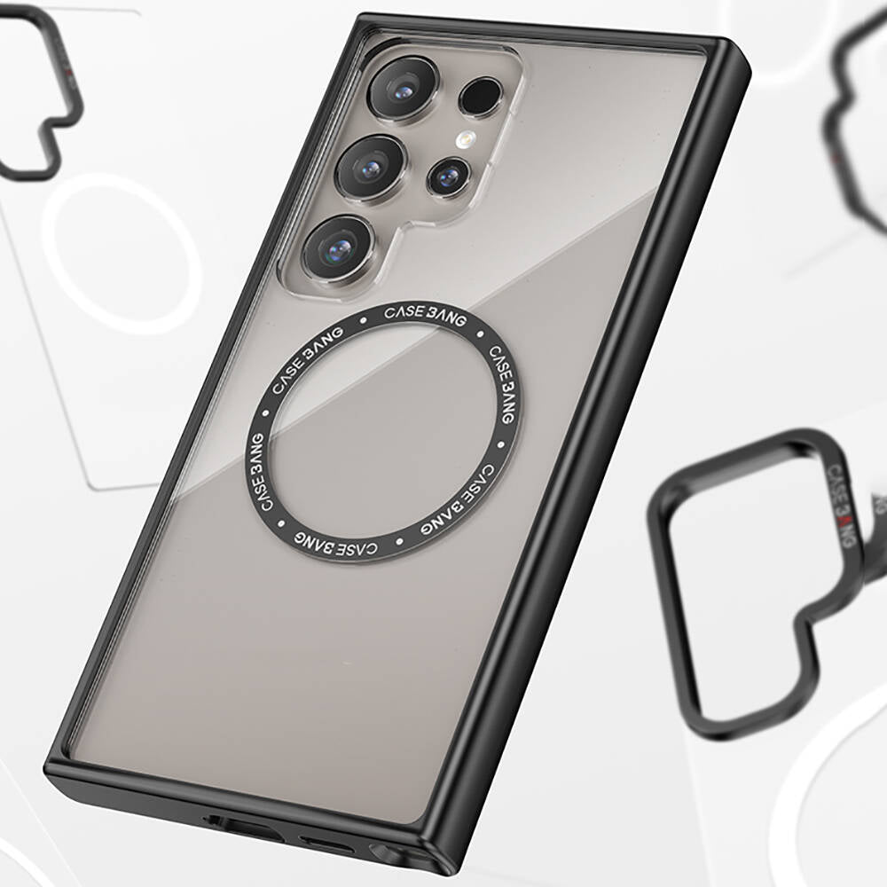 Galaxy S24 Ultra Kılıf M-safe Şarj Özellikli Casebang Body Frame Kapak Siyah