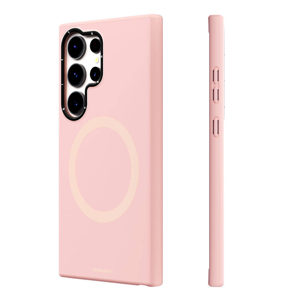 Galaxy S24 Ultra Case with M-safe Charging Feature, Scratch and Wear Resistant Youngkit Velvet Series Cover Pink 