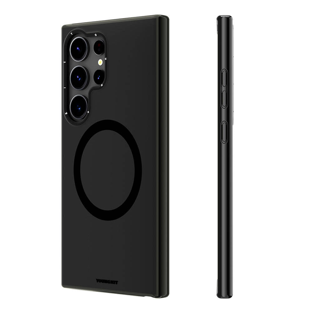 Galaxy S24 Ultra Case with M-safe Charging Feature, Scratch and Wear Resistant Youngkit Velvet Series Cover Black 