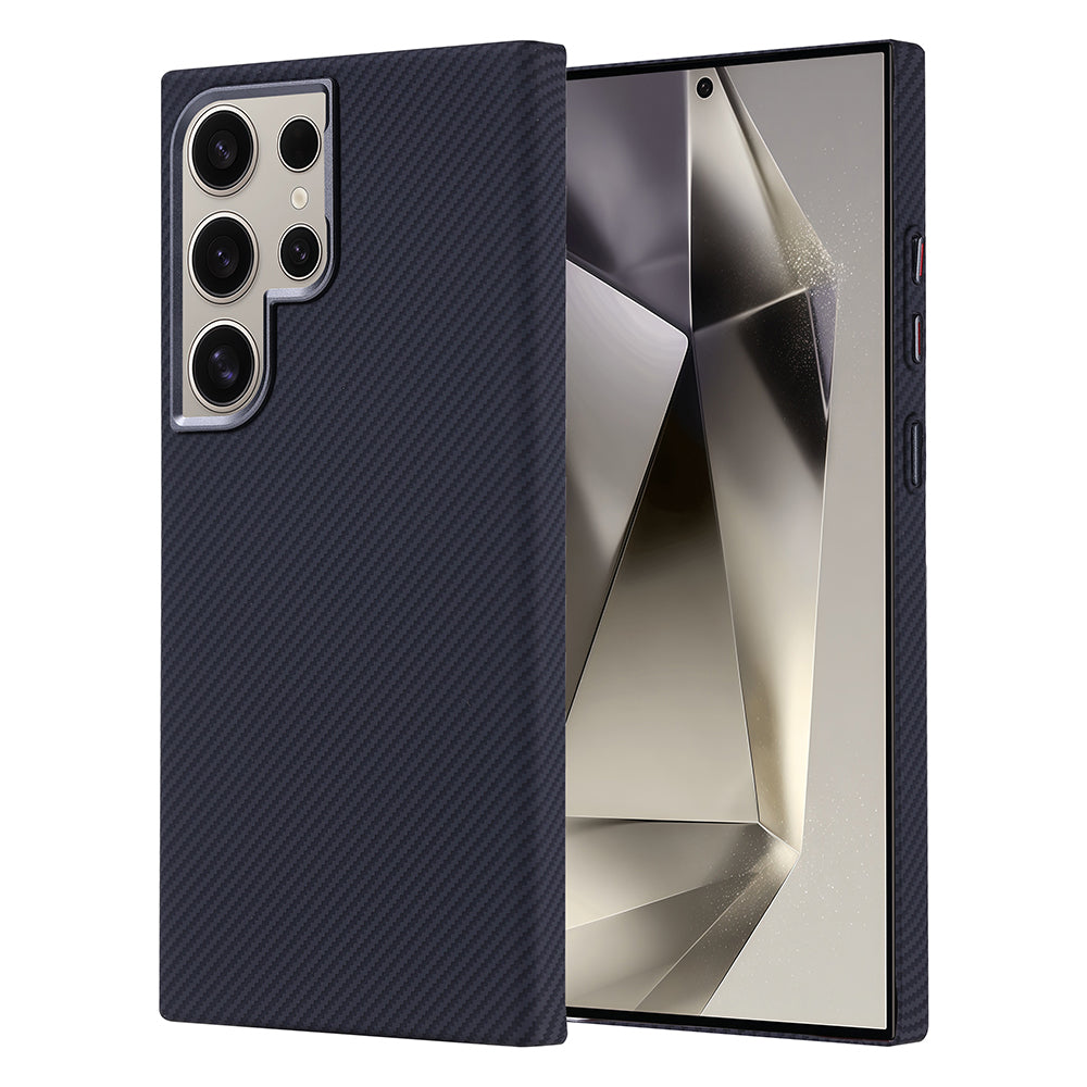 Galaxy S24 Ultra Case with M-safe Charging Function Carbon Fiber Look Zore Nekst Cover Black 