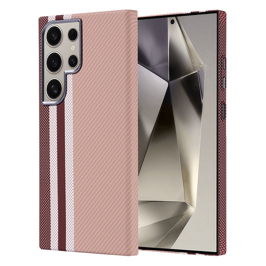 Galaxy S24 Ultra Case with M-safe Charging Function Carbon Fiber Look Zore Nekst Cover Gold 