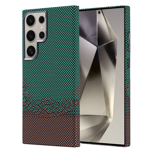 Galaxy S24 Ultra Case M-safe Charging Function Carbon Fiber Look Zore Nekst Cover Green 