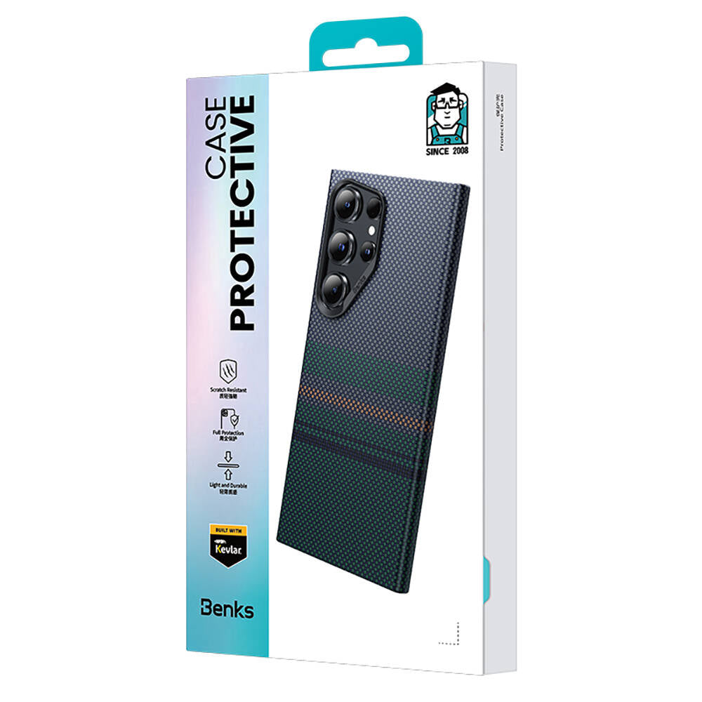 Galaxy S24 Ultra Case M-safe Charging Feature Carbon Fiber Design Benks Aurora ArmorAir Kevlar Cover Black 