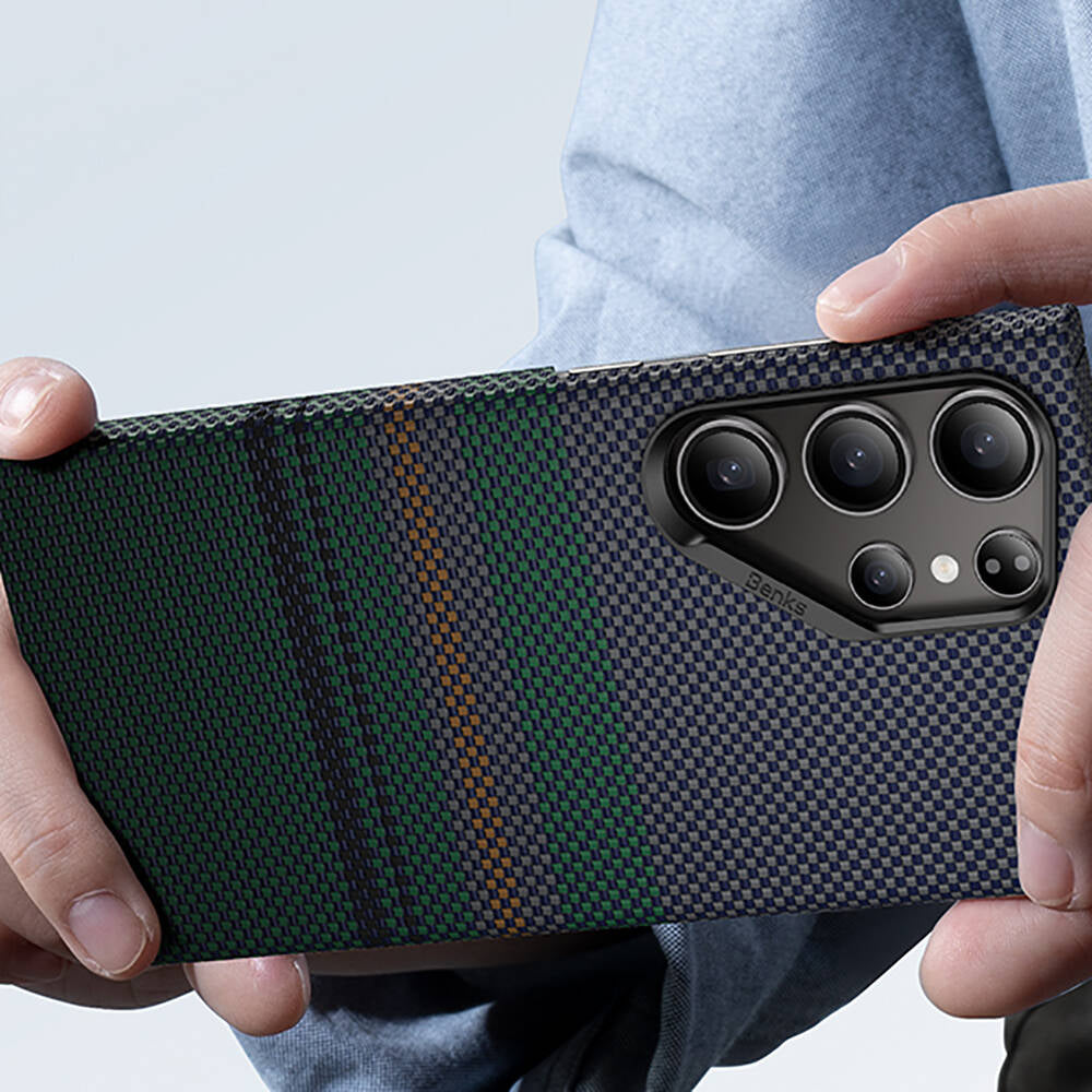 Galaxy S24 Ultra Case M-safe Charging Feature Carbon Fiber Design Benks Aurora ArmorAir Kevlar Cover Black 