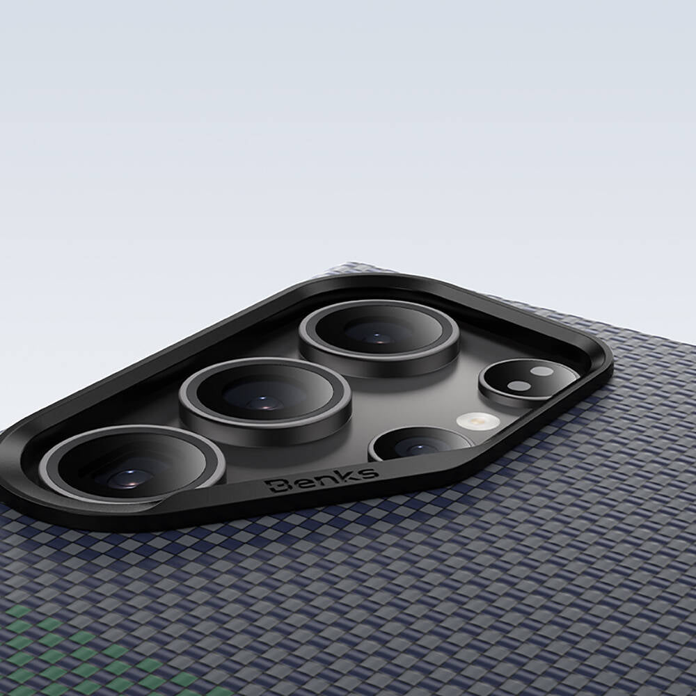 Galaxy S24 Ultra Case M-safe Charging Feature Carbon Fiber Design Benks Aurora ArmorAir Kevlar Cover Black 