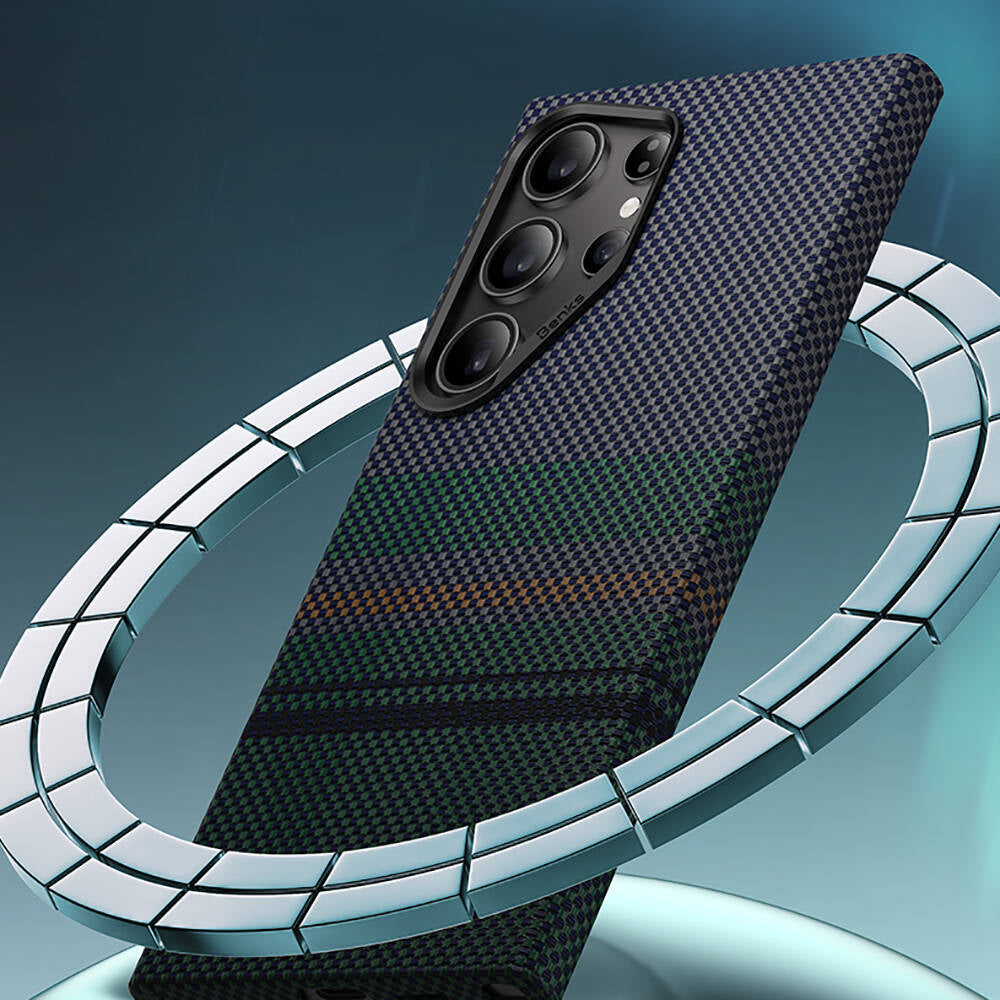 Galaxy S24 Ultra Case M-safe Charging Feature Carbon Fiber Design Benks Aurora ArmorAir Kevlar Cover Black 
