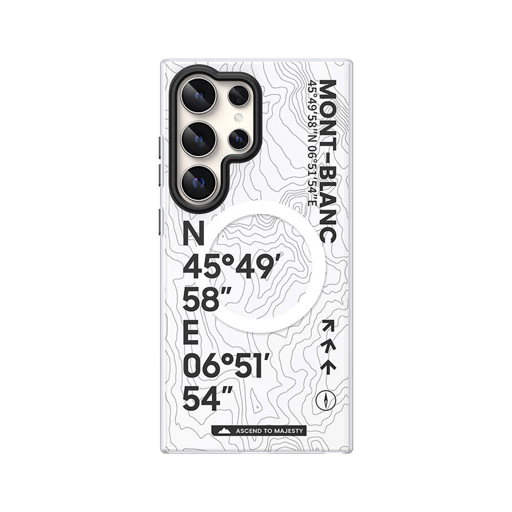 Galaxy S24 Ultra Case M-safe Charging Feature Coordinate Text Patterned Benks Summit Series Cover White 