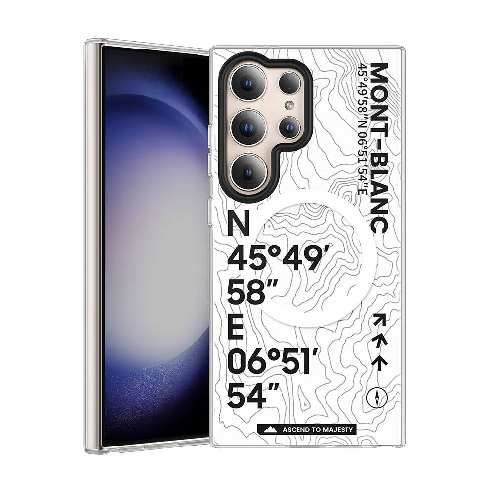 Galaxy S24 Ultra Case M-safe Charging Feature Coordinate Text Patterned Benks Summit Series Cover White 