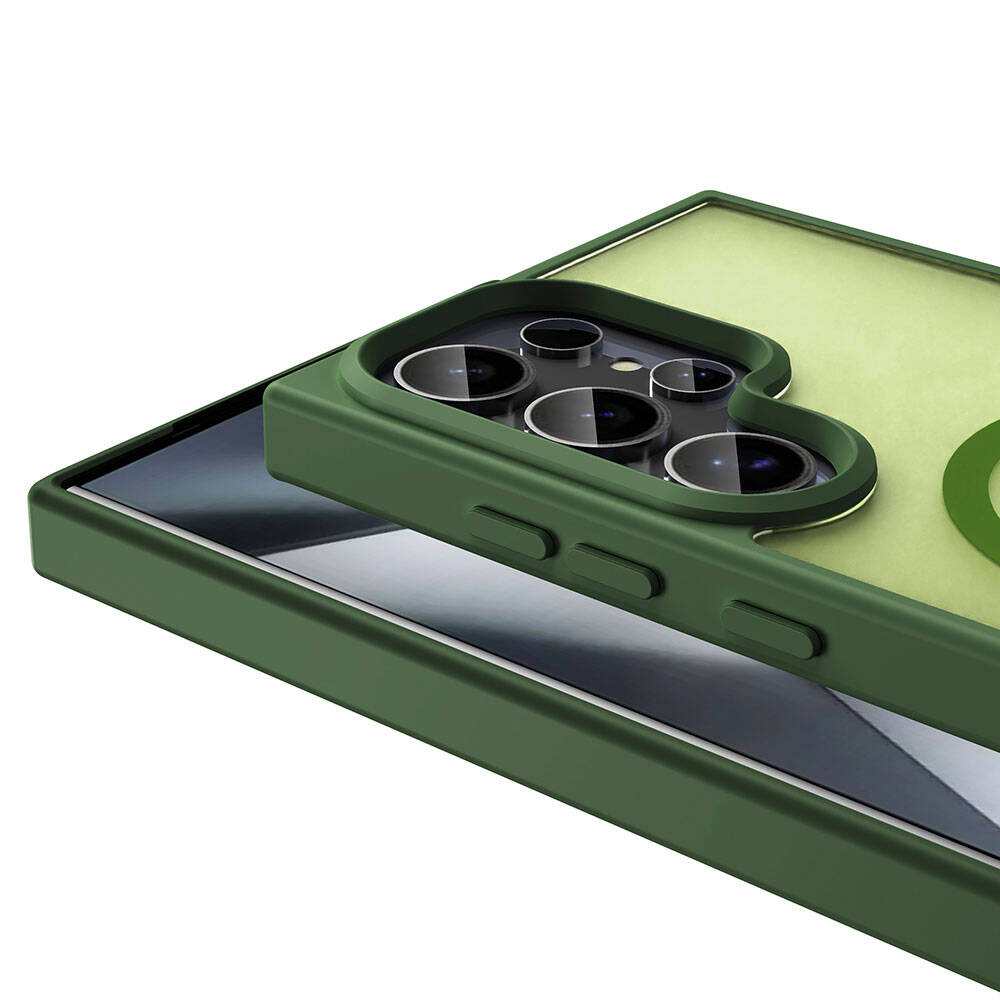 Galaxy S24 Ultra Case M-safe Charging Feature Matte Back Surface Zore Sio Cover Dark Green 