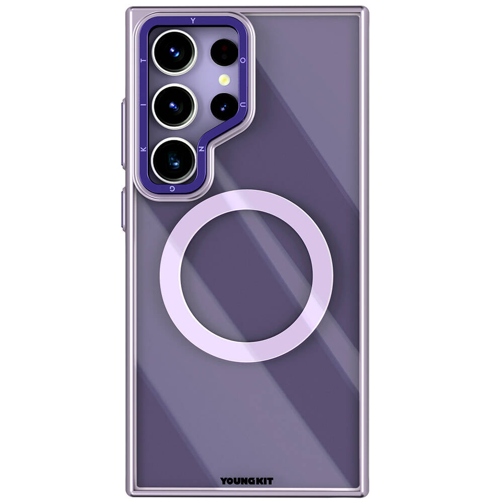 Galaxy S24 Ultra Case M-safe Charging Feature Anti-Yellowing Youngkit Crystal Grid Cover Purple 