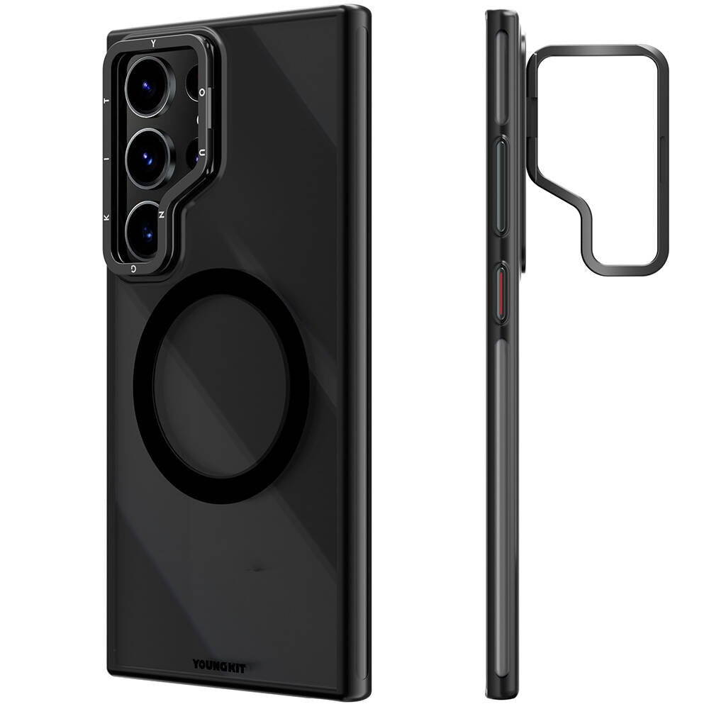 Galaxy S24 Ultra Case M-safe Charging Feature Anti-Yellowing Youngkit Crystal Grid Cover Black 