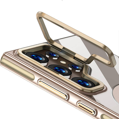 Galaxy S24 Ultra Kılıf M-safe Şarj Özellikli Wlons Standlı Efsane Kapak Gold